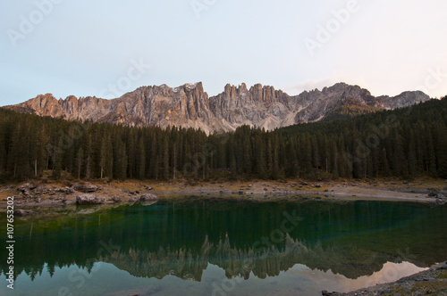 The Karersee or Lago di Carezza is a lake in the Dolomites in South Tyrol  Italy.