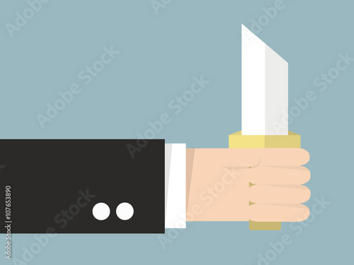 Hand holding a knife, flat design