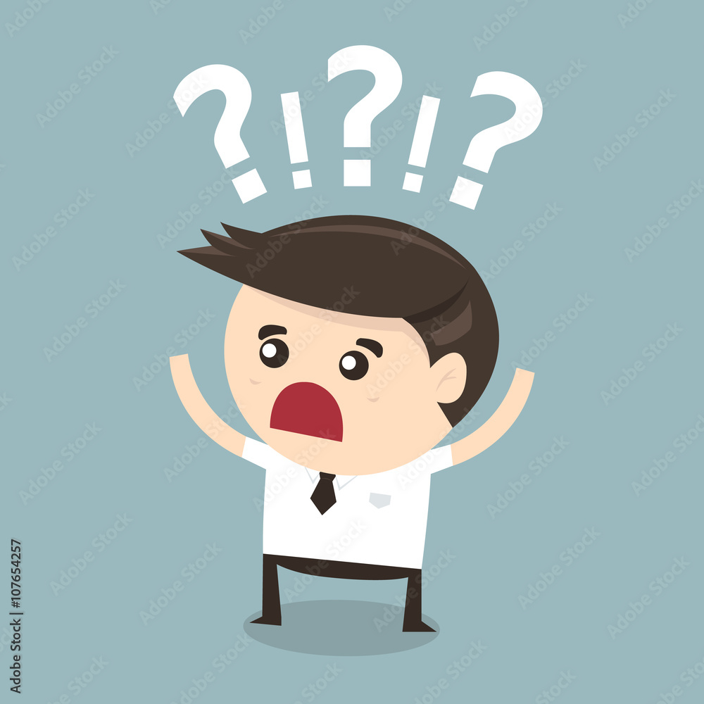 Business man thinking of choice, flat design, vector Business man thinking of choice, flat design, vector