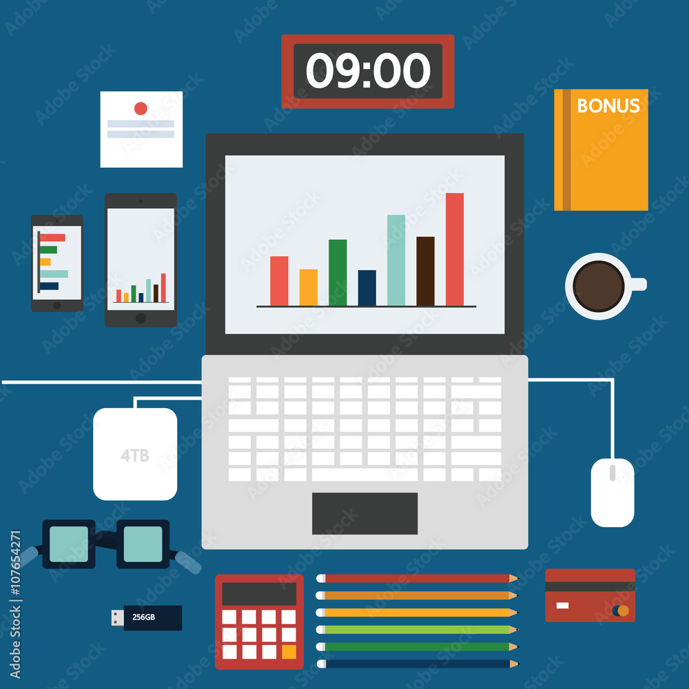 Workstation, flat design Workstation, flat design