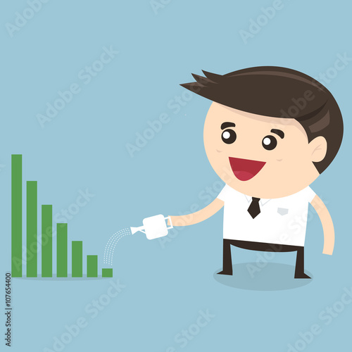 Businessman watering graph, flat design