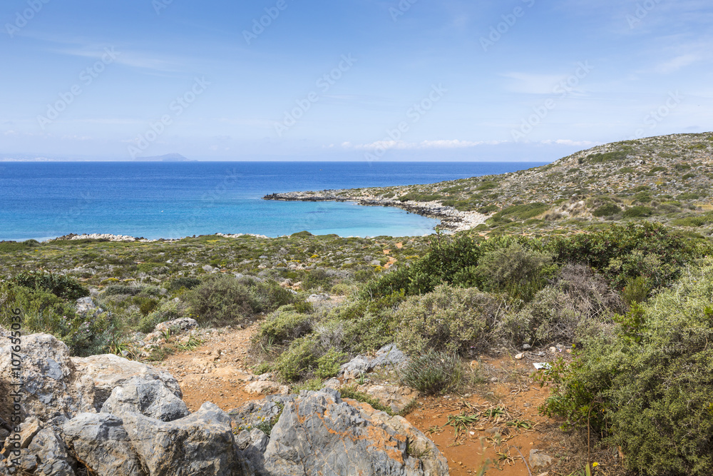 Panoramic view of the sea coast with turquoise water. East coast