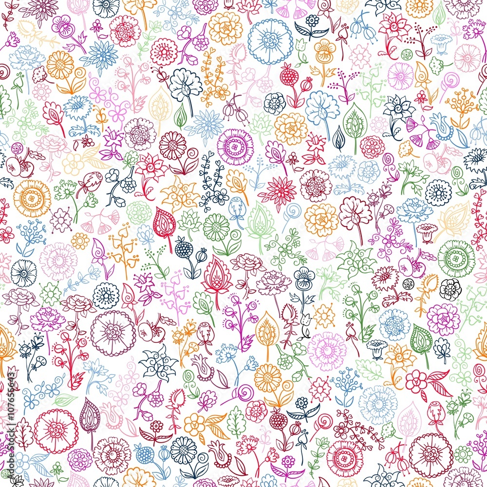 hand drawn floral seamless background