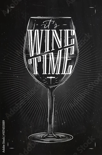 Poster wine time chalk