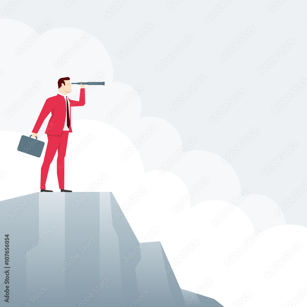 Businessman looks through a telescope. Businessman looks through a telescope.