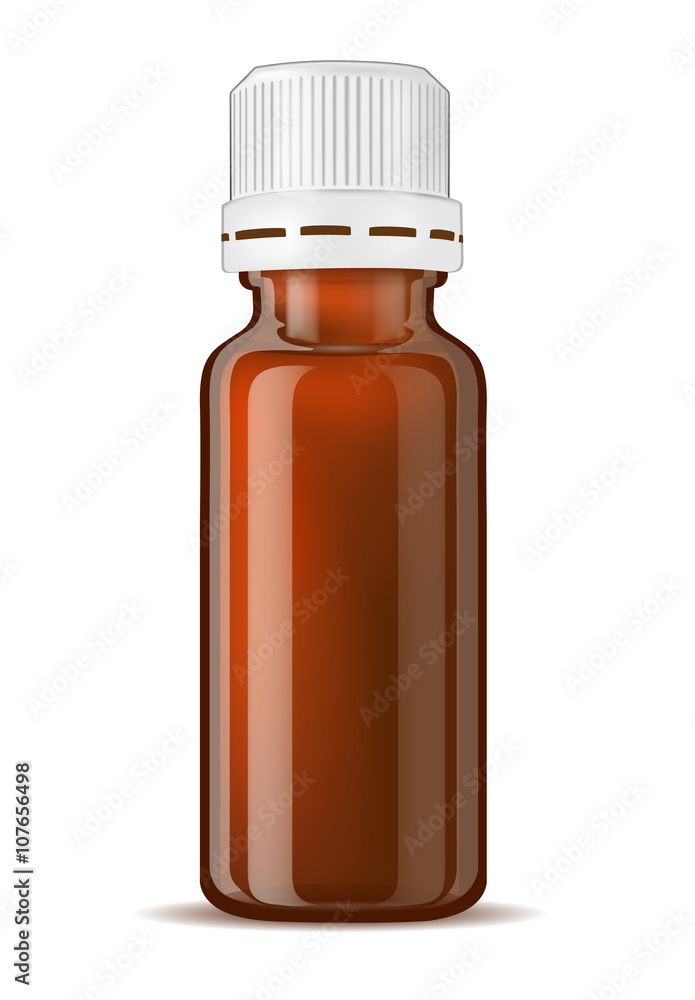 Brown glass medicine bottle with screw cap. Brown glass medicine bottle with screw cap.