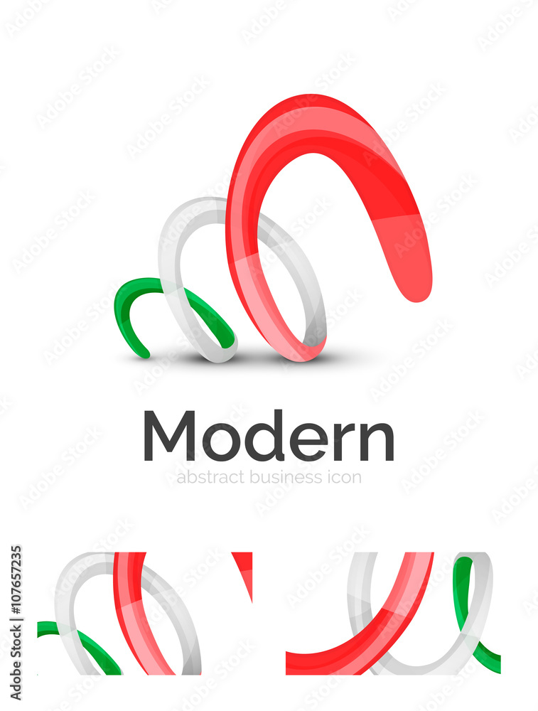 Abstract 3d swirl ribbon logo template with business card corporate identity design Abstract 3d swirl ribbon logo template with business card corporate identity design