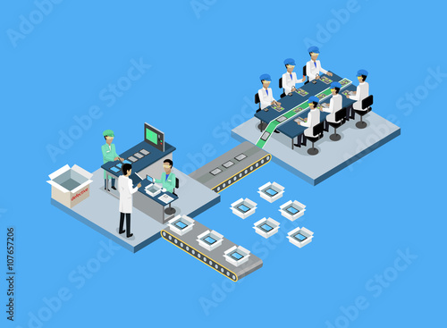 Production Tablet or Smartphone 3d Isometric
