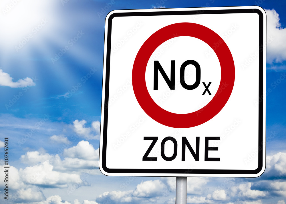 Schild Umweltzone mit Sonne und Stickoxid, Euro 6 Schild Umweltzone mit Sonne und Stickoxid, Euro 6