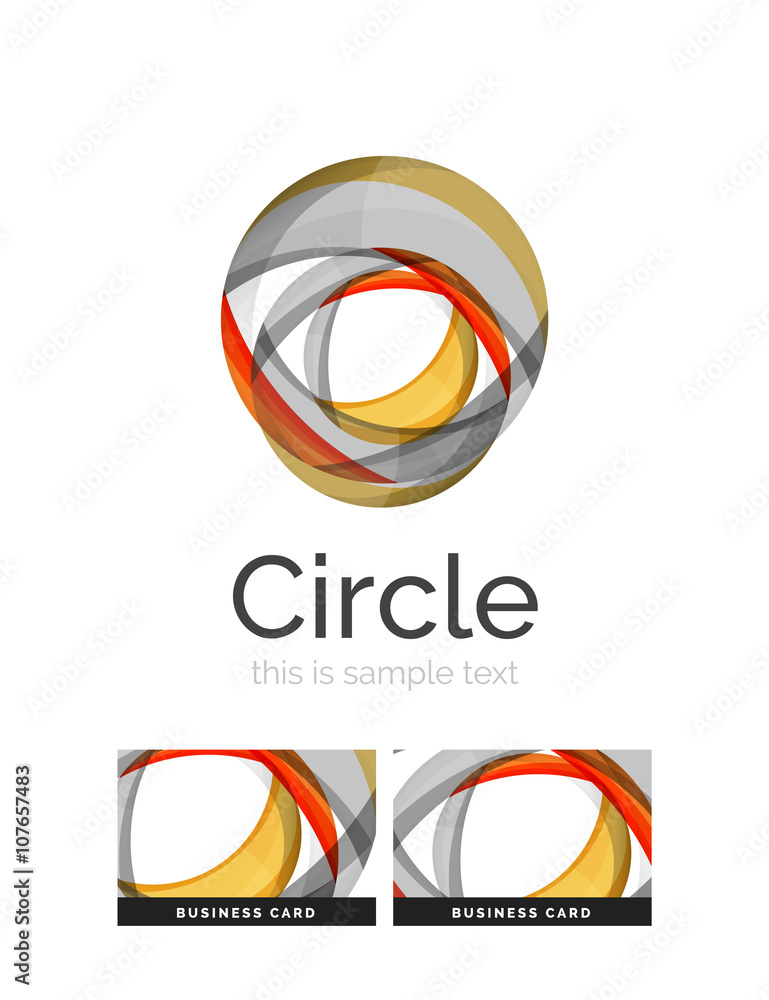 Circle logo. Transparent overlapping swirl shapes. Modern clean business icon Circle logo. Transparent overlapping swirl shapes. Modern clean business icon