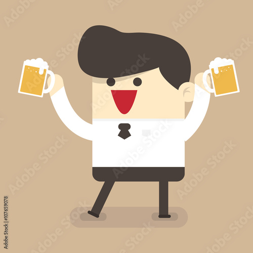 Businessman drink beer