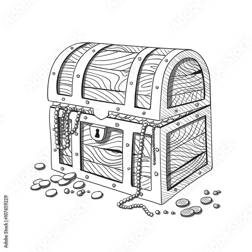 Vector Illustration of a Hand Drawn Treasure Chest