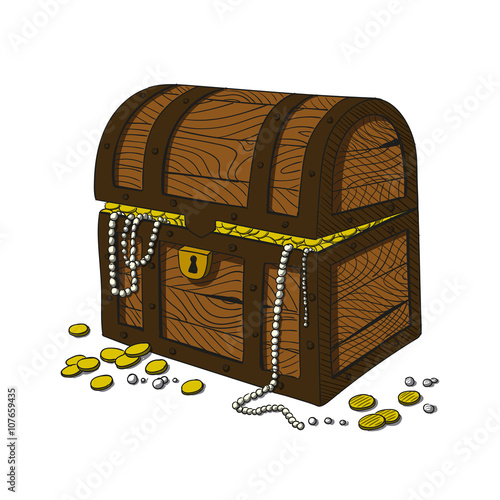 Vector Illustration of a Hand Drawn Treasure Chest