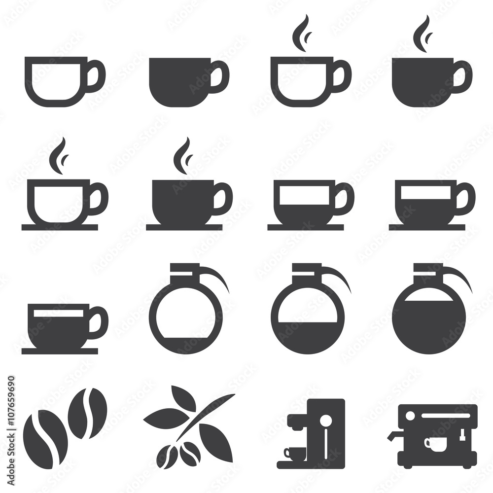 Coffee Icons with White Background