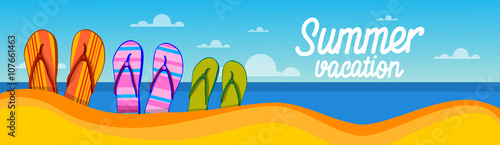 Summer Beach Flip-flops Sand Tropical Vacation Banner