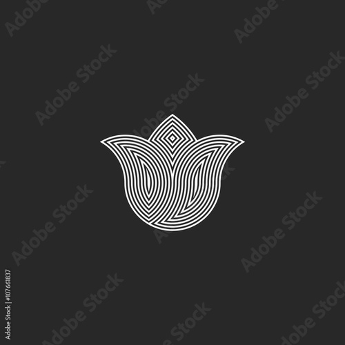 Tulip flower logo monogram, sacred geometry esoteric harmony  graphic emblem, balance energy buddhism sign