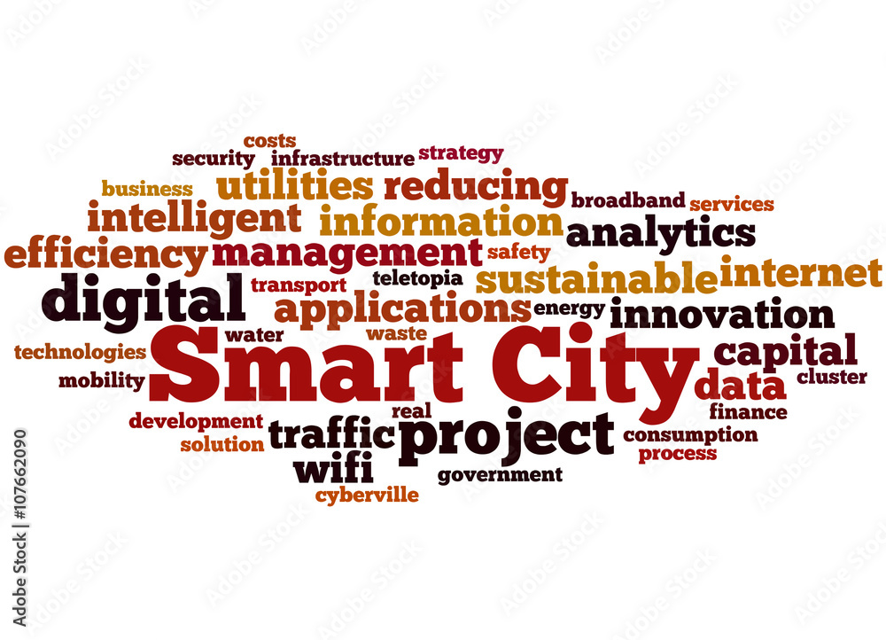 Obraz premium Smart City, word cloud concept 9