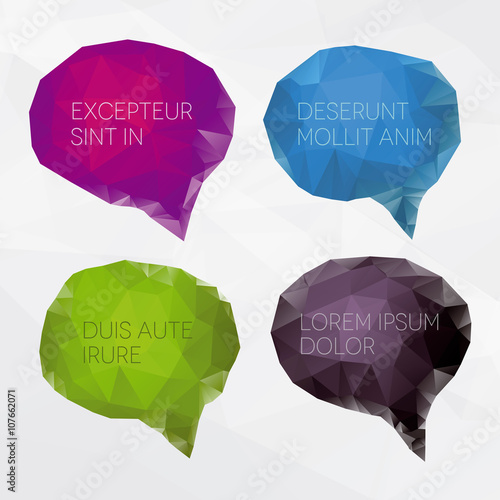 Set of vector abstract polygon speech bubbles.