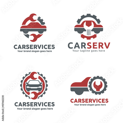Car service garage, logo, Shop brand identity, automobile car product, Car repair sign.