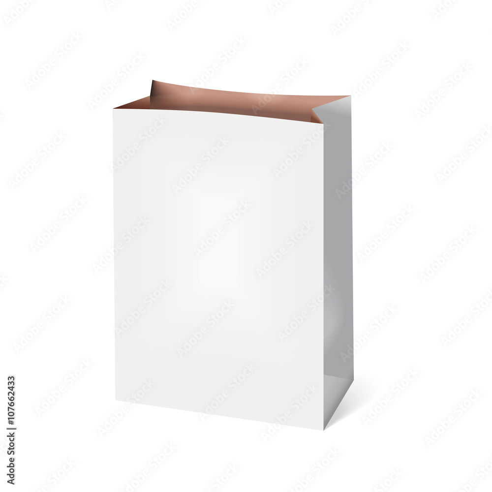 Vector white paper bag. Vector white paper bag.