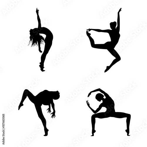 Photography dance silhouettes set