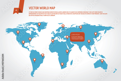 Vector world map with pointers.