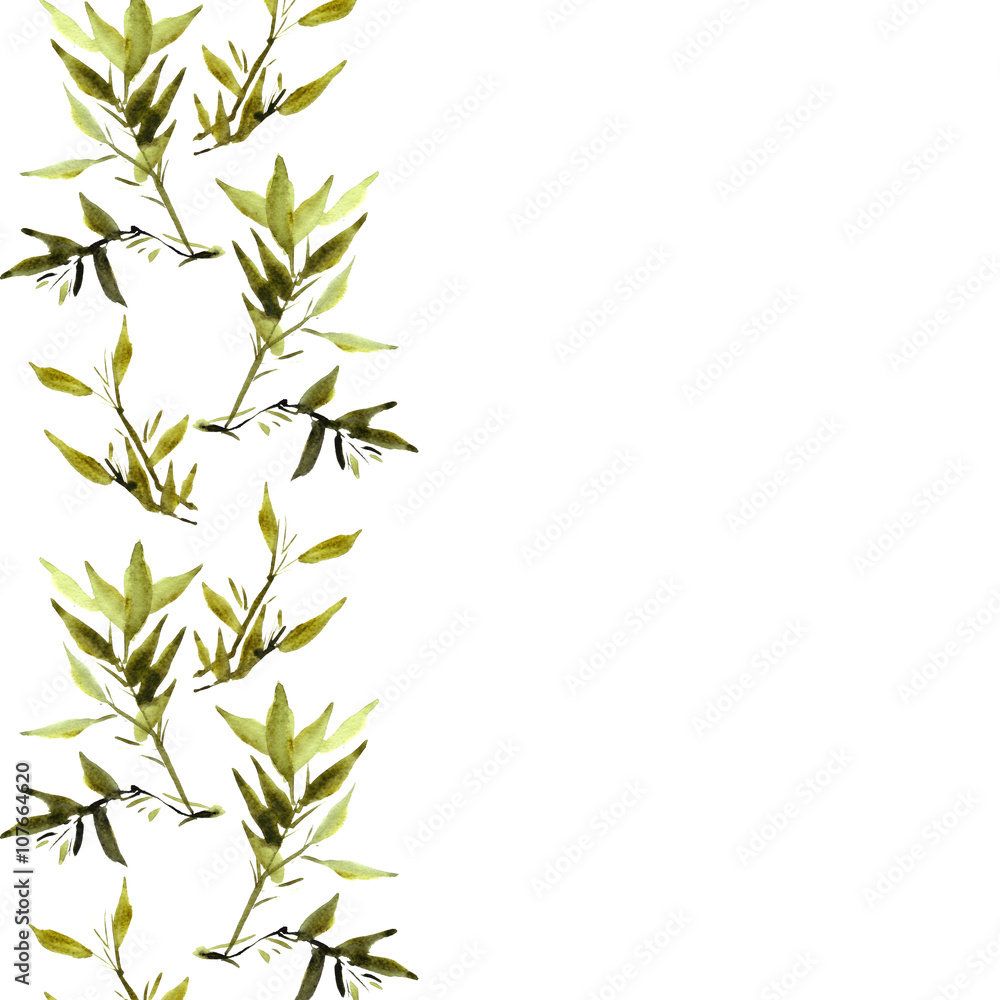 Naklejka premium Watercolor illustration of bamboo plant