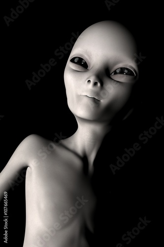 Alien - the grey- isolated on black background