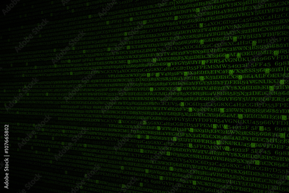 The green alphanumeric code background. The green alphanumeric code background.