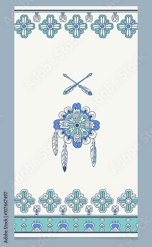 vector background with tribal american indian ornamental elements 