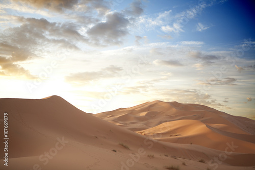 Sunrise over desert  Morocco