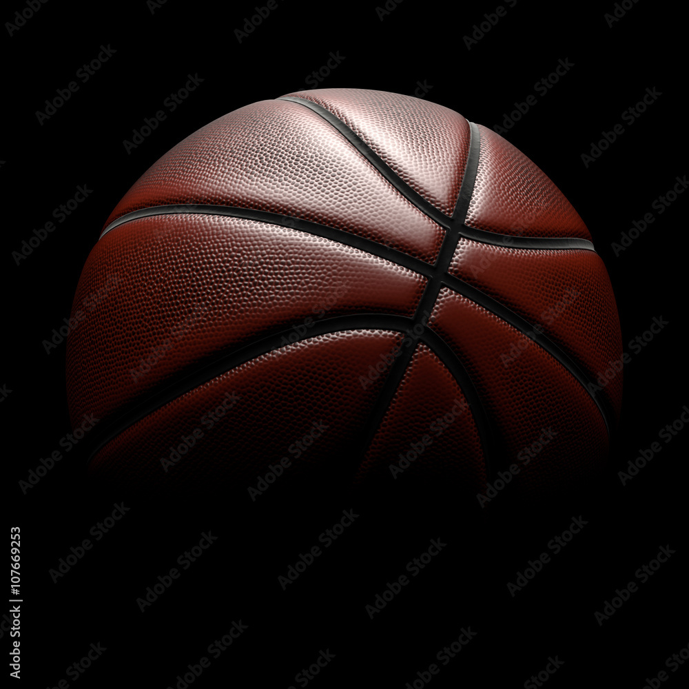 Basketball on black background. Clipping path.