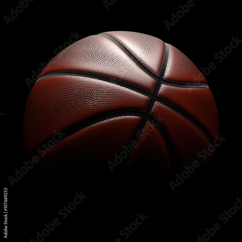 Basketball on black background. Clipping path. © chronowskipiotr