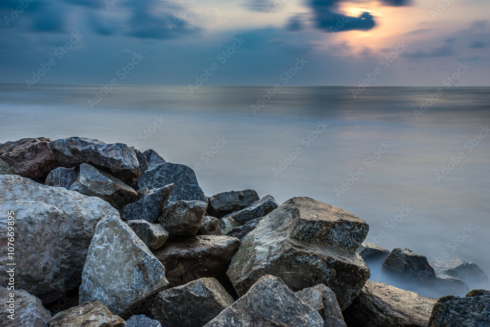 Smooth sea beach and Rocks