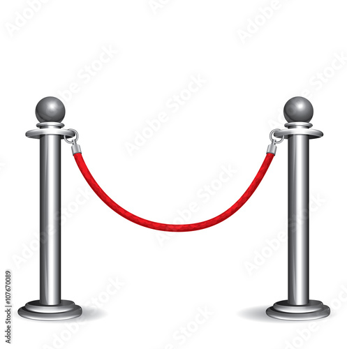 Barrier rope on white background, Vector 10