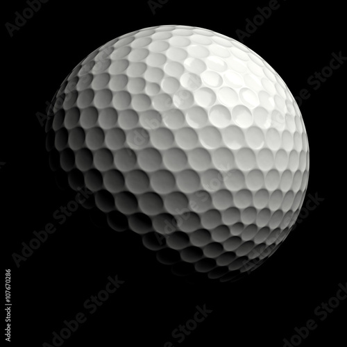 Golf ball on black background. Clipping path.