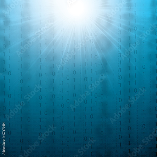 Abstract tech binary blue 3d background photo