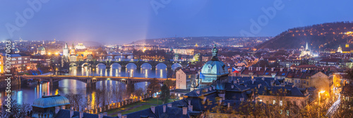 Photography Panorama of Prague at Night