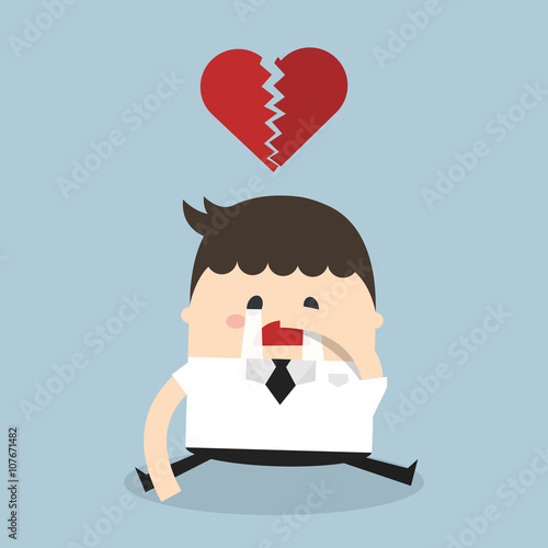 Businessman broken heart, heartbreak