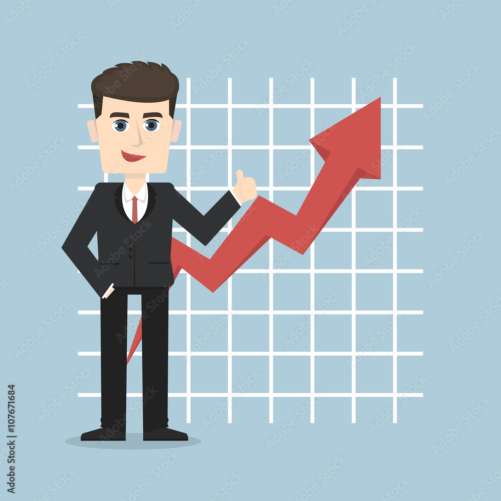 Businessman with good profit, flat design Businessman with good profit, flat design