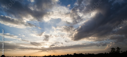 colorful dramatic sky with cloud at sunset