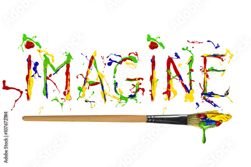 Word imagine painted by multicolor paint