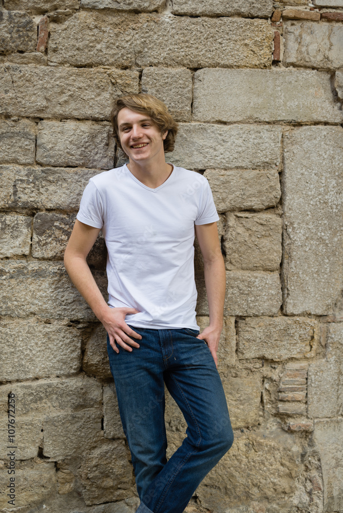 Teenager with Character in Girona, Spain Teenager with Character in Girona, Spain