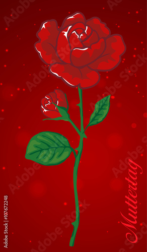 Muttertag Grußkarte mit roter Rose Bokeh Vektor