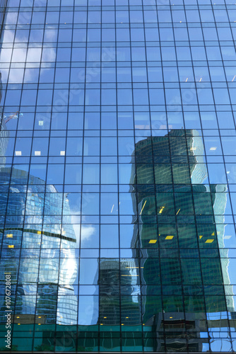 Reflection in glass wall