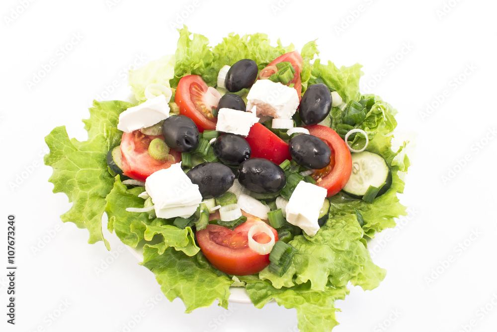 Fresh delicious salad with olives and feta cheese Fresh delicious salad with olives and feta cheese