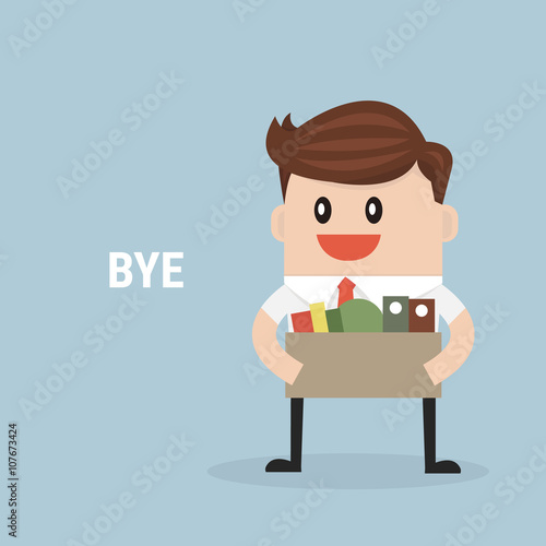 Businessman Leaving Job, vector, flat design