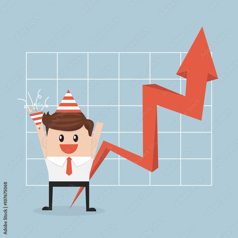 Businessman good chart. vector. flat design Businessman good chart. vector. flat design