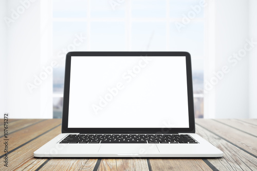 Blank white laptop