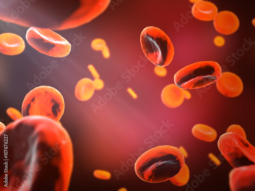 abstract red blood cells scientific or medical or microbiological background. 3D rendering
